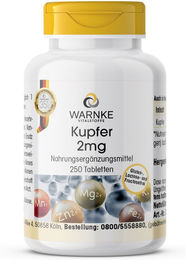 Warnke Kupfer Tabletten 2mg vegan ohne Zusatzstoffe 250 Stück – Bild 1 von 1