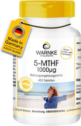 Warnke Vitalstoffe 5-MTHF Folsäure 1000 µg Tabletten ohne Zusatzstoffe – Bild 1 von 1