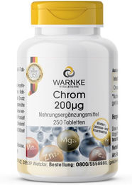Warnke Vitalstoffe Chrom 200 µg Tabletten vegan ohne Zusatzstoffe 250 Stück – Bild 1 von 1