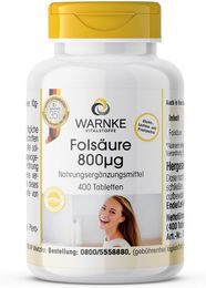 Warnke Vitalstoffe Folsäure 800 µg Tabletten vegan glutenfrei laktosefrei für Schwangere und Stillende – Bild 1 von 1