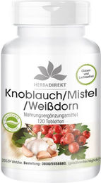 Warnke Vitalstoffe Kräuter-Komplex Knoblauch Mistel Weißdorn Tabletten vegan ohne Zusatzstoffe 120 Stück – Bild 1 von 1