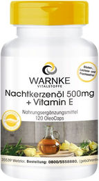 Warnke Vitalstoffe Nachtkerzenöl 500 mg mit Vitamin E Kapseln vegan ohne Zusatzstoffe 100 Stück – Bild 1 von 1