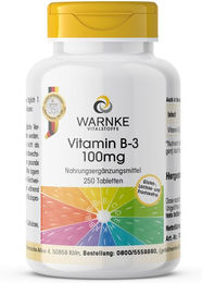 Warnke Vitalstoffe Niacin Vitamin B-3 100 mg Tabletten vegan ohne Zusatzstoffe 250 Stück – Bild 1 von 1