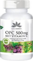 Warnke Vitalstoffe OPC 500 mg mit Vitamin C Tabletten vegan ohne Zusatzstoffe 120 Stück – Bild 1 von 1
