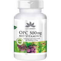 Produktbild von Warnke Vitalstoffe OPC 500 mg mit Vitamin C Tabletten vegan ohne Zusatzstoffe 120 Stück