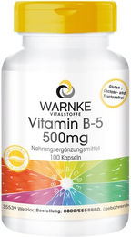 Warnke Vitalstoffe Pantothensäure Vitamin B5 500 mg Kapseln vegan ohne Zusatzstoffe 100 Stück – Bild 1 von 1