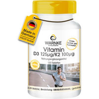 Produktbild von Warnke Vitalstoffe Vitamin D3 125µg und Vitamin K2 100µg Tabletten ohne Zusatzstoffe 120 Stück