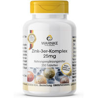 Produktbild von Warnke Vitalstoffe Zink-3er-Komplex 25 mg Tabletten vegan glutenfrei laktosefrei ohne Zusatzstoffe 250 Stück