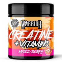 Produktbild von Warrior Kreatin und Multivitamin Pulver Mixed Berry vegan und zuckerfrei 360 g