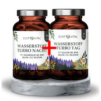 Produktbild von Wasserstoff Turbo Tag & Nacht Kapseln Cecilia Payne Edition von ECHT VITAL GmbH mit Kieselerde vegan