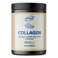 Produktbild von Wehle Sports Kollagen Kapseln mit Typ I, II & III aus Rind, 4550 mg pro Tag, 315 Stück, vegan und ohne Zusatzstoffe