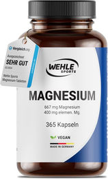 Wehle Sports Magnesium Oxid hochdosiert vegan 365 Kapseln – Bild 1 von 4