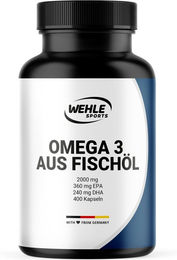 Wehle Sports Omega 3 Fischöl hochdosiert ohne Zusatzstoffe 400 Kapseln – Bild 1 von 1