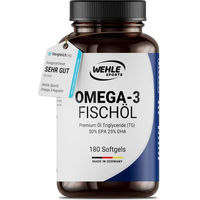 Produktbild von Wehle Sports Omega 3 Fischöl Kapseln hochdosiert mit 1500 mg EPA DHA 180 Kapseln