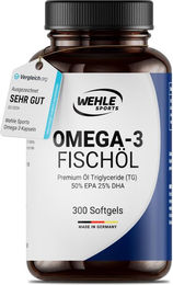 Wehle Sports Omega 3 Kapseln hochdosiert mit 750 mg EPA und 300 Kapseln – Bild 1 von 1
