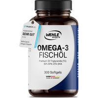 Produktbild von Wehle Sports Omega 3 Kapseln hochdosiert mit 750 mg EPA und 300 Kapseln