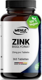 Wehle Sports Zink Bisglycinat hochdosiert vegan 25 mg Tabletten 365 Stück – Bild 1 von 4