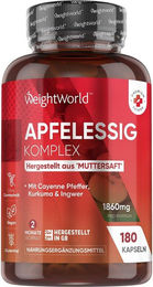 WeightWorld Apfelessig Kapseln vegan glutenfrei laktosefrei ohne Zusatzstoffe 180 Stück – Bild 1 von 4