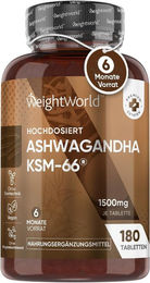 WeightWorld Ashwagandha KSM-66 Tabletten vegan glutenfrei 180 Stück – Bild 1 von 4
