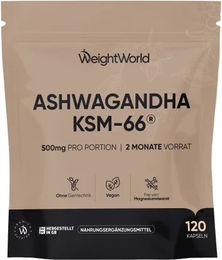 WeightWorld Ashwagandha KSM-66 vegan Kapseln 120 Stück – Bild 1 von 1