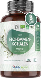 WeightWorld Bio Flohsamenschalen Kapseln 180 Stück – Bild 1 von 2