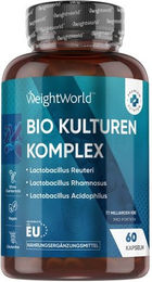 WeightWorld Bio Kulturen Komplex mit 20 Darmbakterien Stämmen und 77 Milliarden KBE sowie Bio Inulin vegane Kapseln 60 Stück – Bild 1 von 1