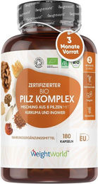 WeightWorld BIO Pilz Komplex mit 8 Pilzsorten Kapseln 180 Stück bio glutenfrei laktosefrei ohne Zusatzstoffe – Bild 1 von 4