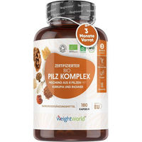 Produktbild von WeightWorld BIO Pilz Komplex mit 8 Pilzsorten Kapseln 180 Stück bio glutenfrei laktosefrei ohne Zusatzstoffe