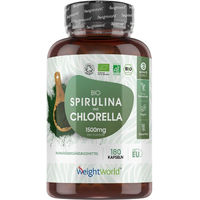 Produktbild von WeightWorld Bio Spirulina und Chlorella Superfood-Mischung Kapseln ohne Zusatzstoffe 180 Stück