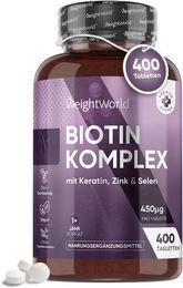 WeightWorld Biotin Komplex mit Zink und Selen 400 mg Tabletten vegan glutenfrei laktosefrei – Bild 1 von 3