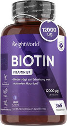 WeightWorld Biotin Tabletten vegan glutenfrei und laktosefrei 365 Stück – Bild 1 von 3