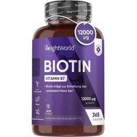 Produktbild von WeightWorld Biotin Tabletten vegan glutenfrei und laktosefrei 365 Stück