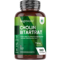 Produktbild von WeightWorld Cholin Bitartrat Kapseln vegan und glutenfrei 180 Stück