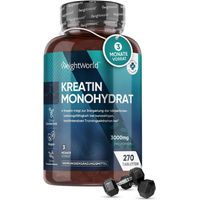 Produktbild von WeightWorld Creatin Monohydrat Tabletten vegan glutenfrei laktosefrei ohne Zusatzstoffe 270 Stück