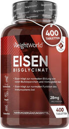 WeightWorld Eisen Bisglycinat 400 mg Tabletten vegan glutenfrei laktosefrei für Männer und Frauen 56 Stück – Bild 1 von 4