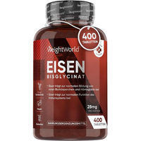 Produktbild von WeightWorld Eisen Bisglycinat 400 mg Tabletten vegan glutenfrei laktosefrei für Männer und Frauen 56 Stück