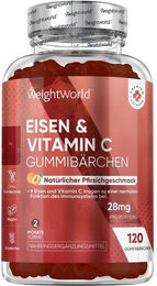 WeightWorld Eisen und Vitamin C Gummibärchen mit Eisenfumarat, glutenfrei und laktosefrei, 120 Stück – Bild 1 von 3