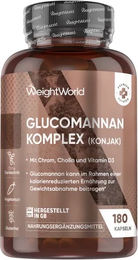WeightWorld Glucomannan Kapseln mit Konjakwurzel, 180 Kapseln, vegetarisch, glutenfrei und laktosefrei – Bild 1 von 4