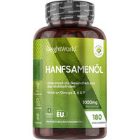 Produktbild von WeightWorld Hanfsamenöl Vegan Kapseln 180 Stück glutenfrei und laktosefrei