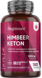 WeightWorld Himbeer Ketone Kapseln vegan glutenfrei 180 Stück – Bild 1 von 3