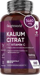 WeightWorld Kalium Citrat mit Vitamin C Tabletten vegan glutenfrei laktosefrei ohne Zusatzstoffe – Bild 1 von 3