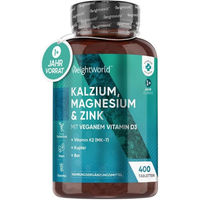 Produktbild von WeightWorld Kalzium Magnesium Zink Mineralstoff-Komplex Tabletten vegan glutenfrei laktosefrei für Frauen