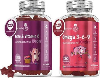 WeightWorld Kinder-Nahrungsergänzung Omega 3-6-9 und Eisen mit Vitamin C Gummibärchen mit Fruchtgeschmack – Bild 1 von 1