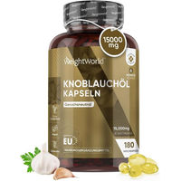 Produktbild von WeightWorld Knoblauchöl Kapseln vegan glutenfrei ohne Zusatzstoffe 180 Stück