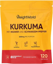 WeightWorld Kurkuma mit Ingwer und schwarzem Pfeffer Kapseln vegan 120 Stück – Bild 1 von 1