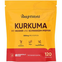 Produktbild von WeightWorld Kurkuma mit Ingwer und schwarzem Pfeffer Kapseln vegan 120 Stück