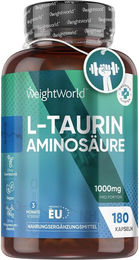 WeightWorld L-Taurin Aminosäure Kapseln vegan glutenfrei 180 Stück – Bild 1 von 3