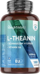 WeightWorld L-Theanin Kapseln 72 mg 180 Kapseln vegan und ohne Zusatzstoffe – Bild 1 von 3