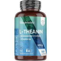 Produktbild von WeightWorld L-Theanin Kapseln mit Vitamin B6, vegan, laktosefrei und glutenfrei, 180 Kapseln