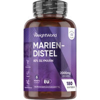 Produktbild von WeightWorld Mariendistel Kapseln vegan glutenfrei ohne Zusatzstoffe 180 Stück